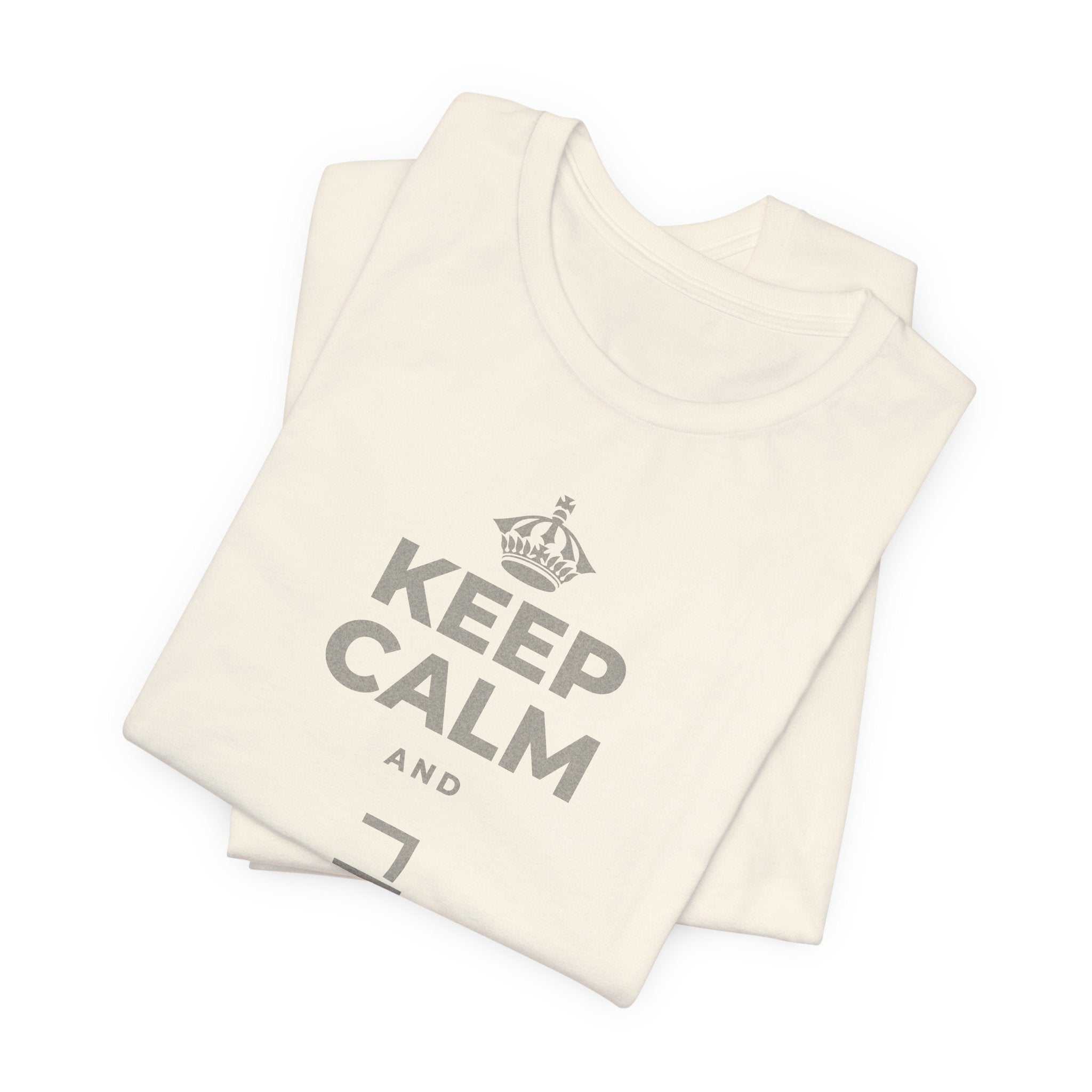 KEEP CALM AND 그 질문을 해요 T-Shirt (White–Asphalt)