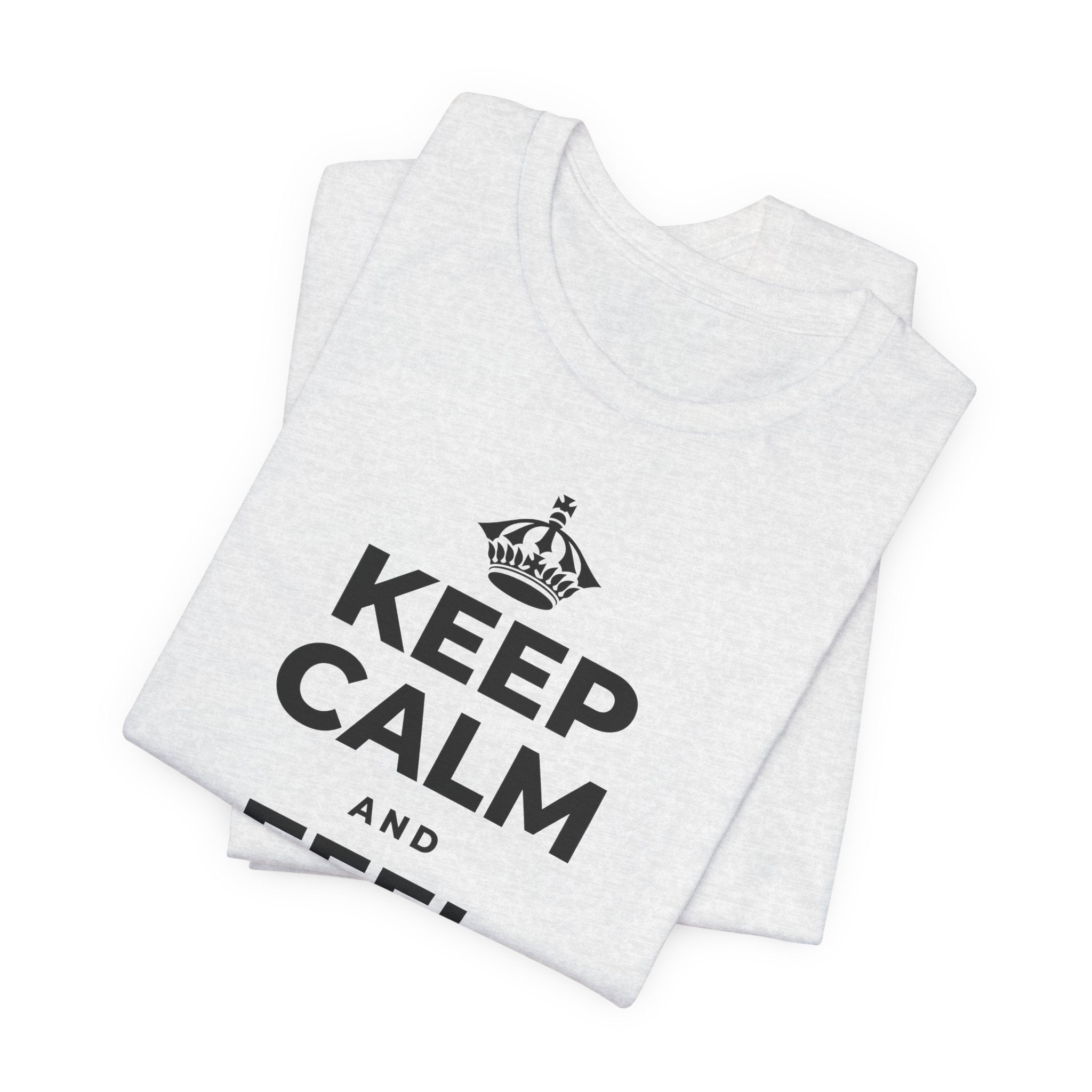 KEEP CALM AND FEEL YOUR FEET T-Shirt (Soft Cream–Heather Mauve)