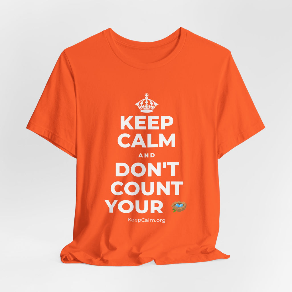 KEEP CALM AND DON'T COUNT YOUR 🪺 T-Shirt (Baby Blue–Silver)