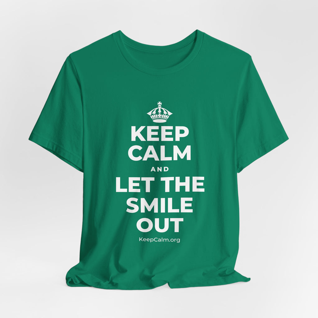 KEEP CALM AND LET THE SMILE OUT T-Shirt (White–Asphalt)