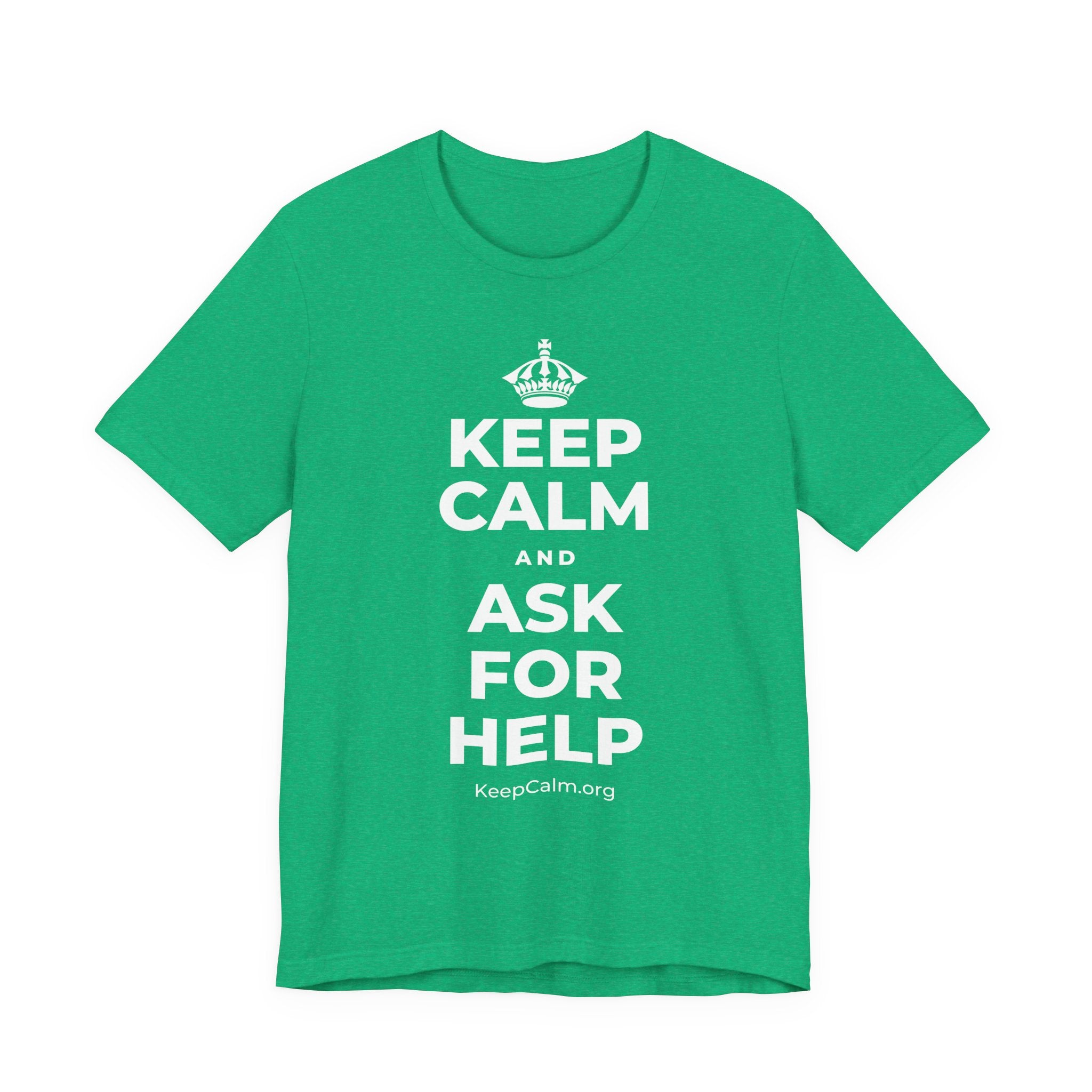 KEEP CALM AND ASK FOR HELP T-Shirt (Baby Blue–Silver)