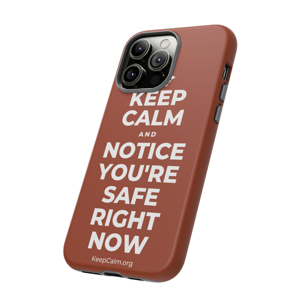 KEEP CALM AND NOTICE YOU'RE SAFE RIGHT NOW Phone Case
