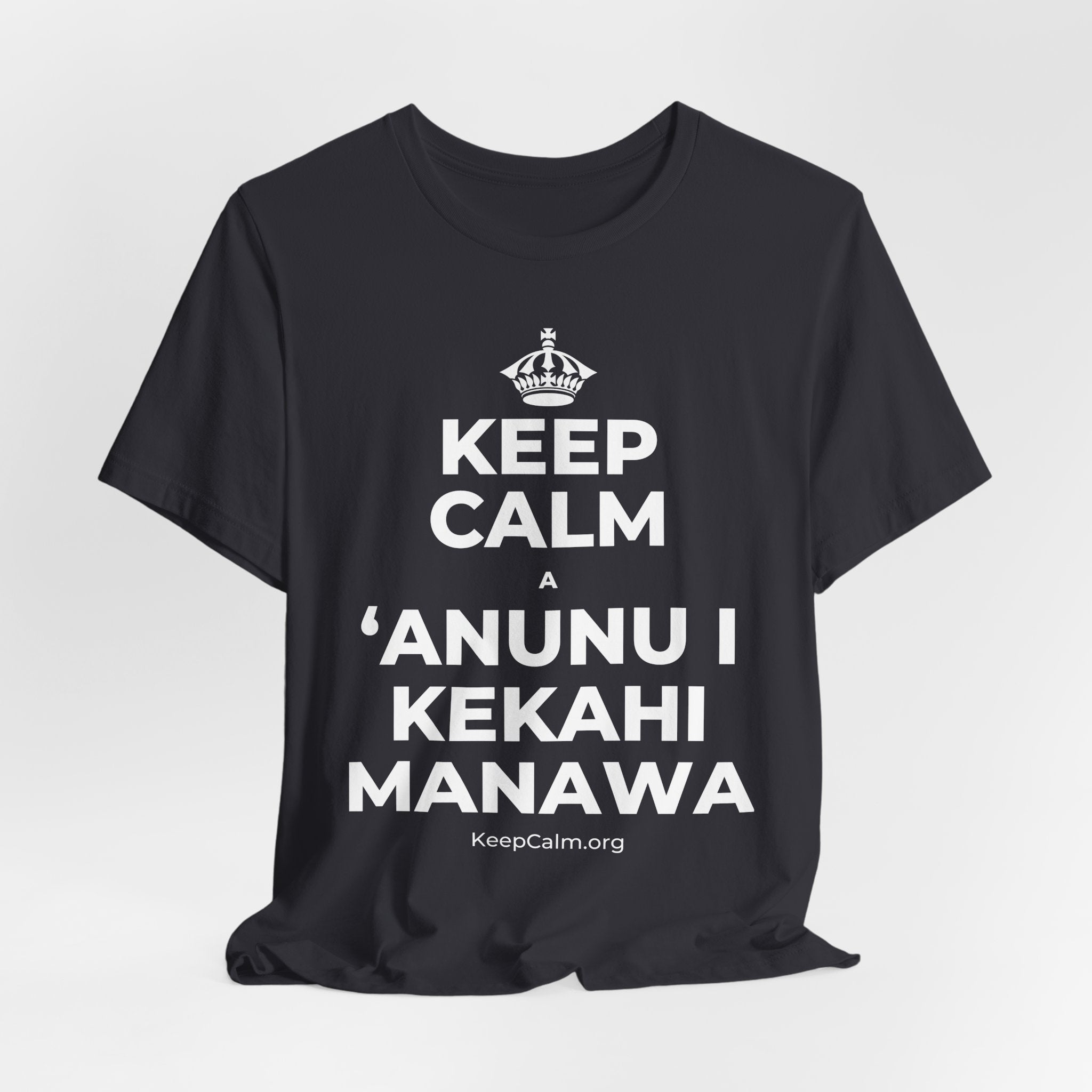 KEEP CALM A ʻANUNU I KEKAHI MANAWA T-Shirt (Baby Blue–Silver)