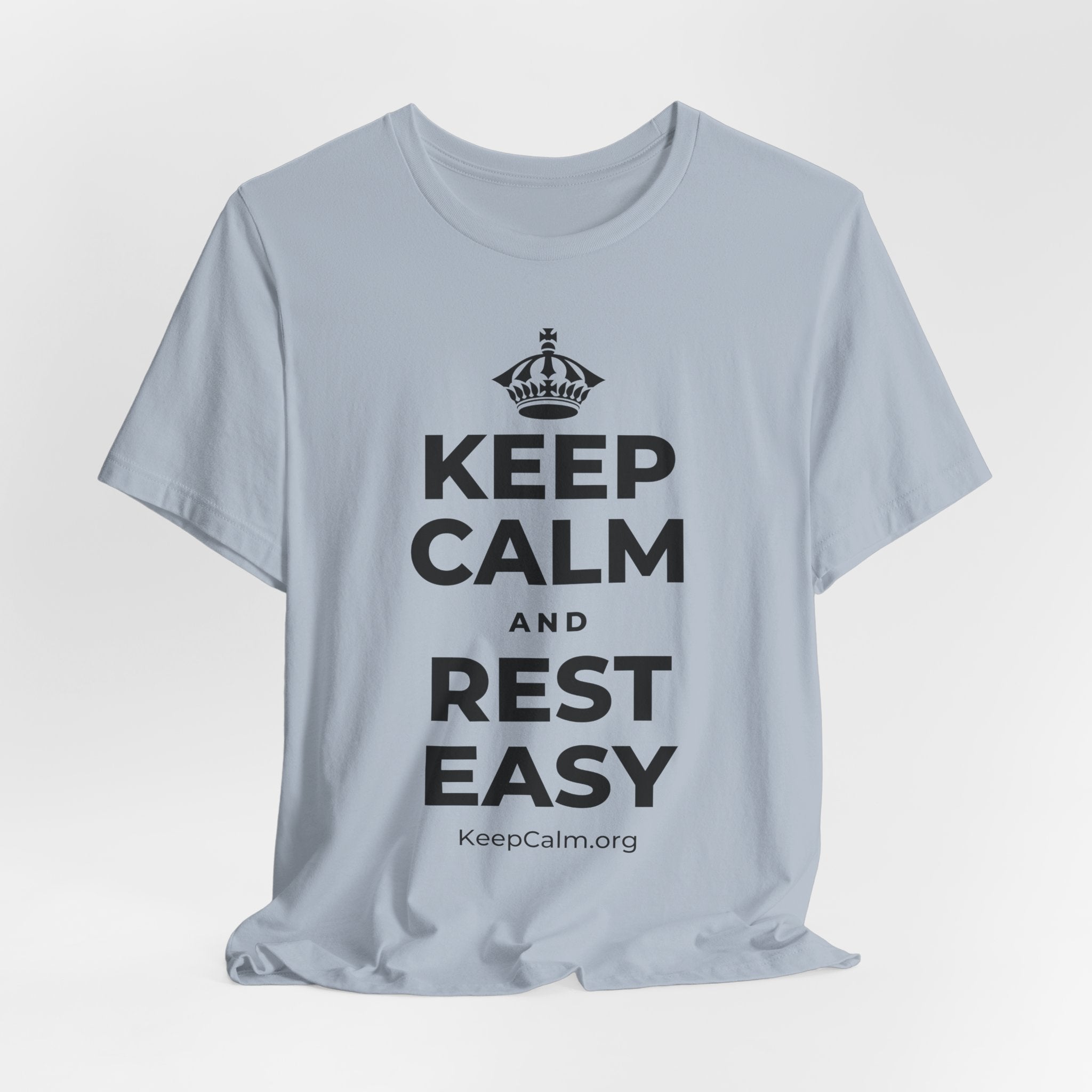 KEEP CALM AND REST EASY T-Shirt (White–Asphalt)