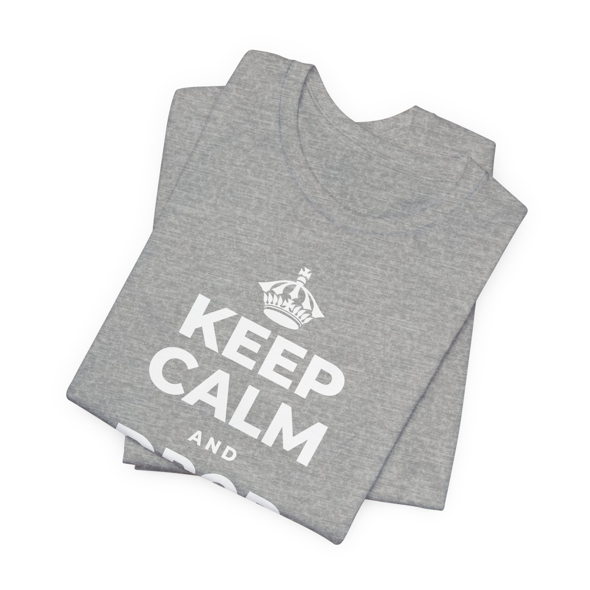 KEEP CALM AND DROP THE ROPE T-Shirt (White–Asphalt)