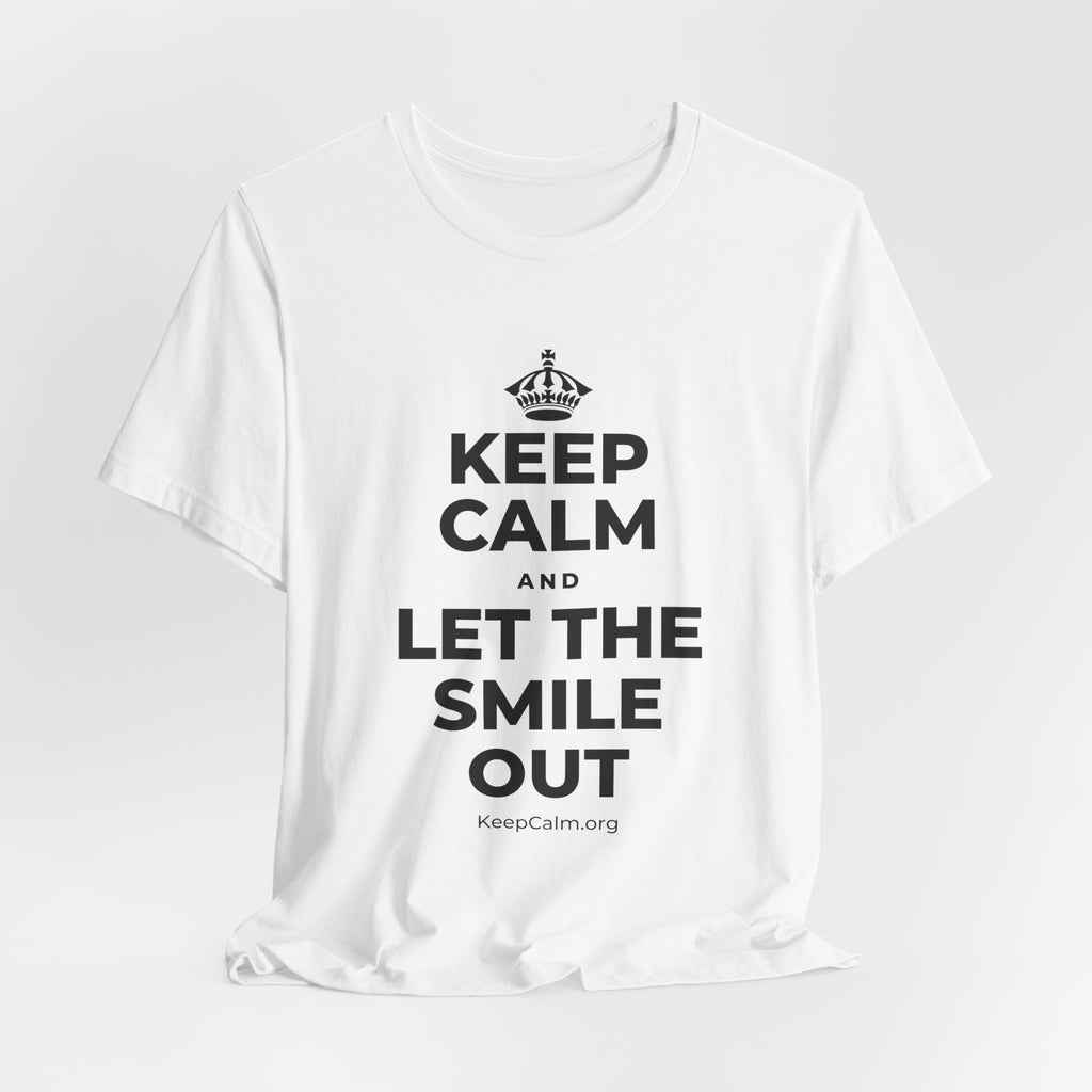KEEP CALM AND LET THE SMILE OUT T-Shirt (White–Asphalt)