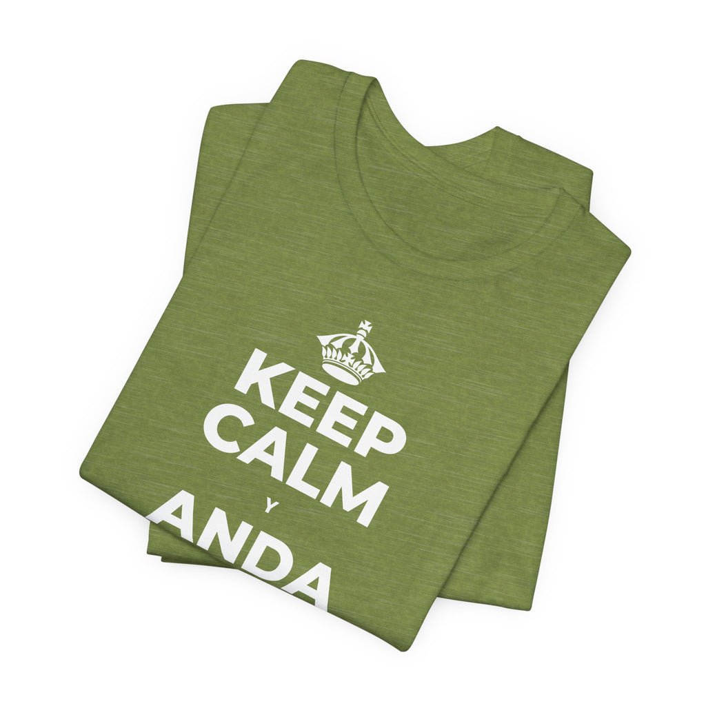 KEEP CALM Y ANDA DESCALZO EN EL PASTO T-Shirt (Baby Blue–Silver)