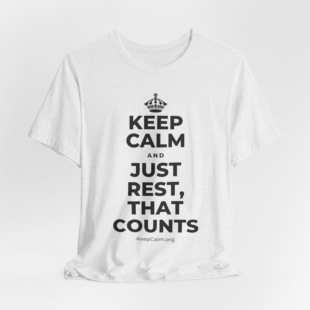 KEEP CALM AND JUST REST, THAT COUNTS T-Shirt (Soft Cream–Heather Mauve)