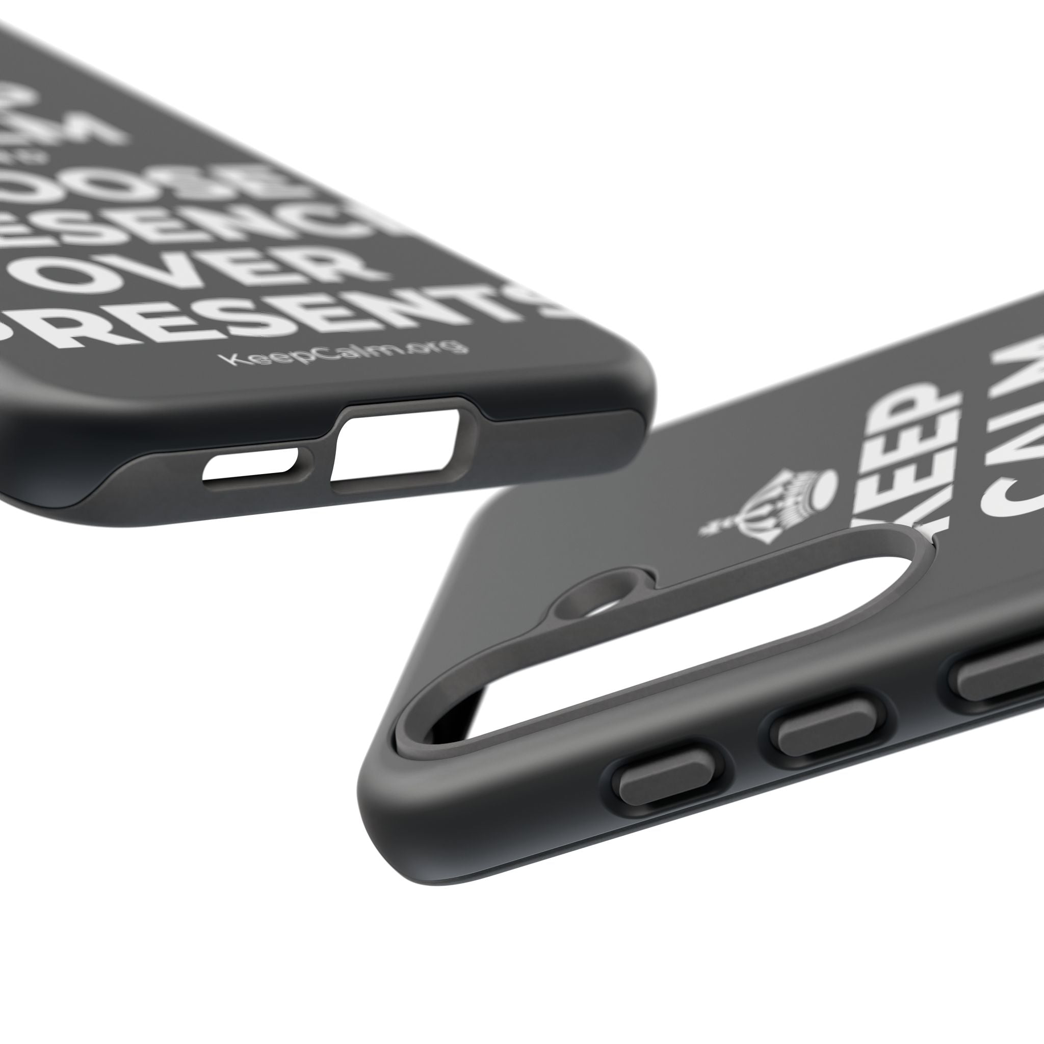 KEEP CALM AND CHOOSE PRESENCE OVER PRESENTS Phone Case (Dark)