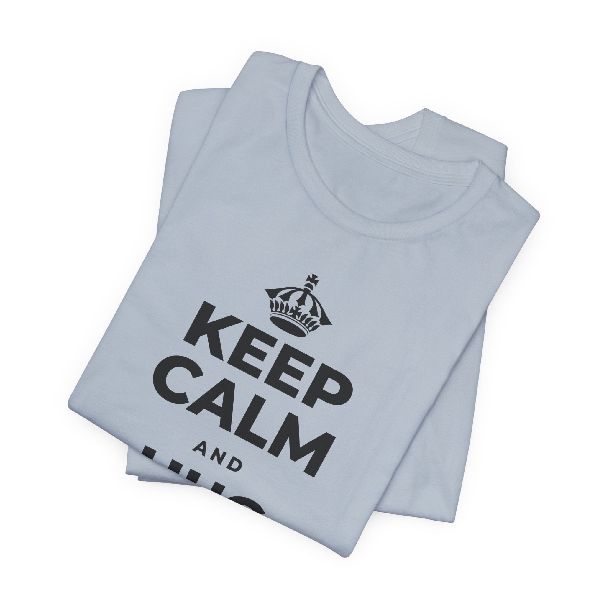 KEEP CALM AND HUG YOUR DOG T-Shirt (White–Asphalt)