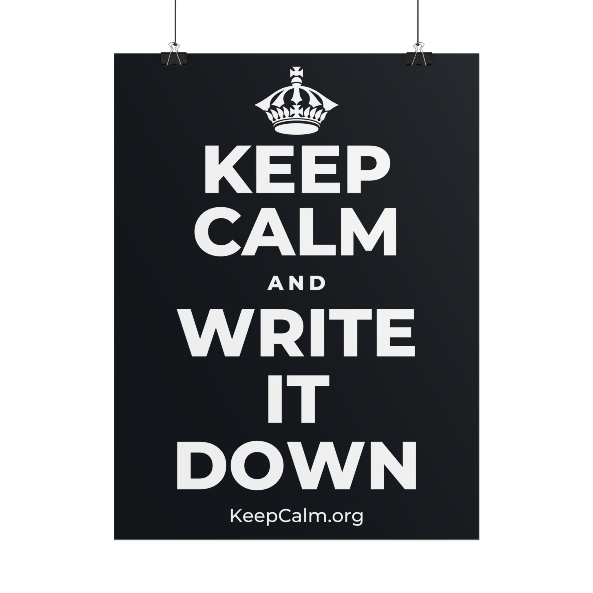 KEEP CALM AND WRITE IT DOWN Poster (Dark)