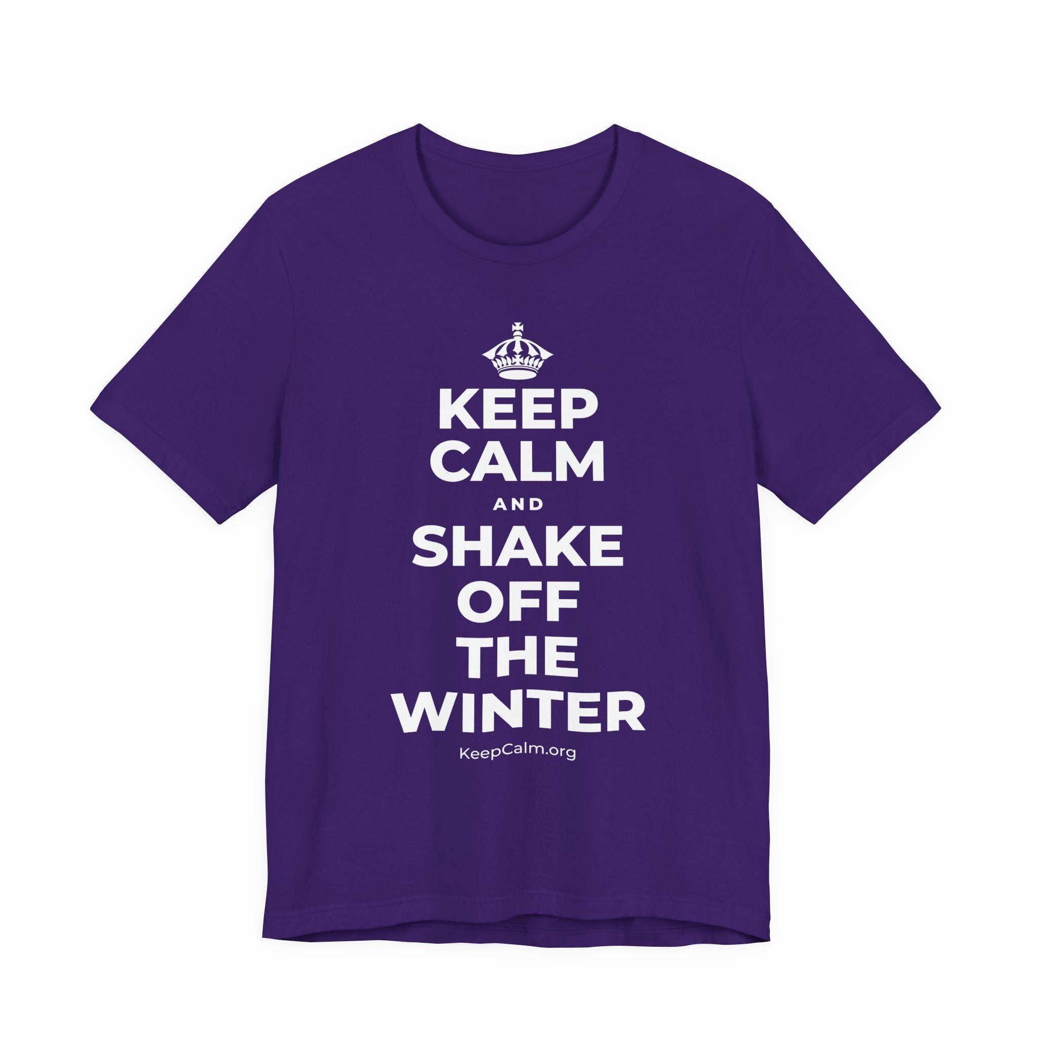 KEEP CALM AND SHAKE OFF THE WINTER T-Shirt (Soft Cream–Heather Mauve)