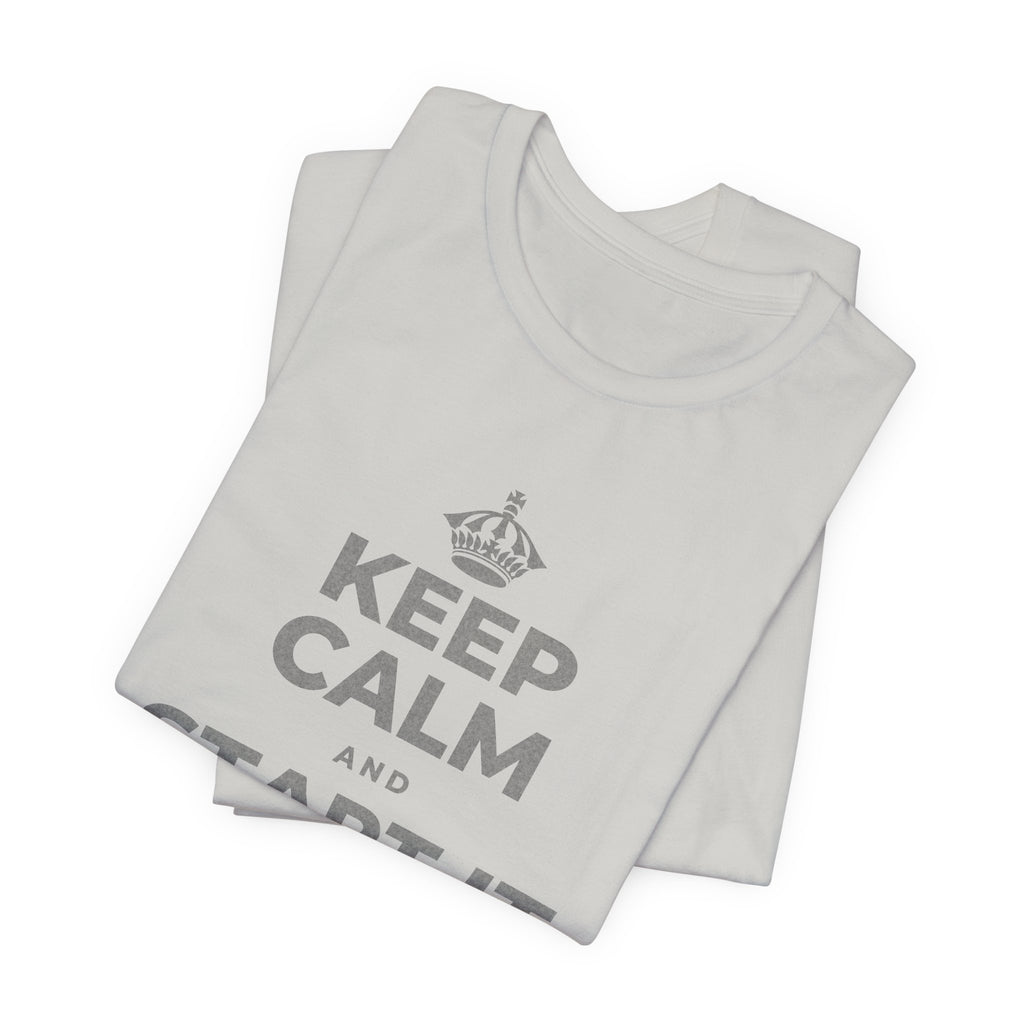 KEEP CALM AND START IT YOURSELF T-Shirt (Baby Blue–Silver)
