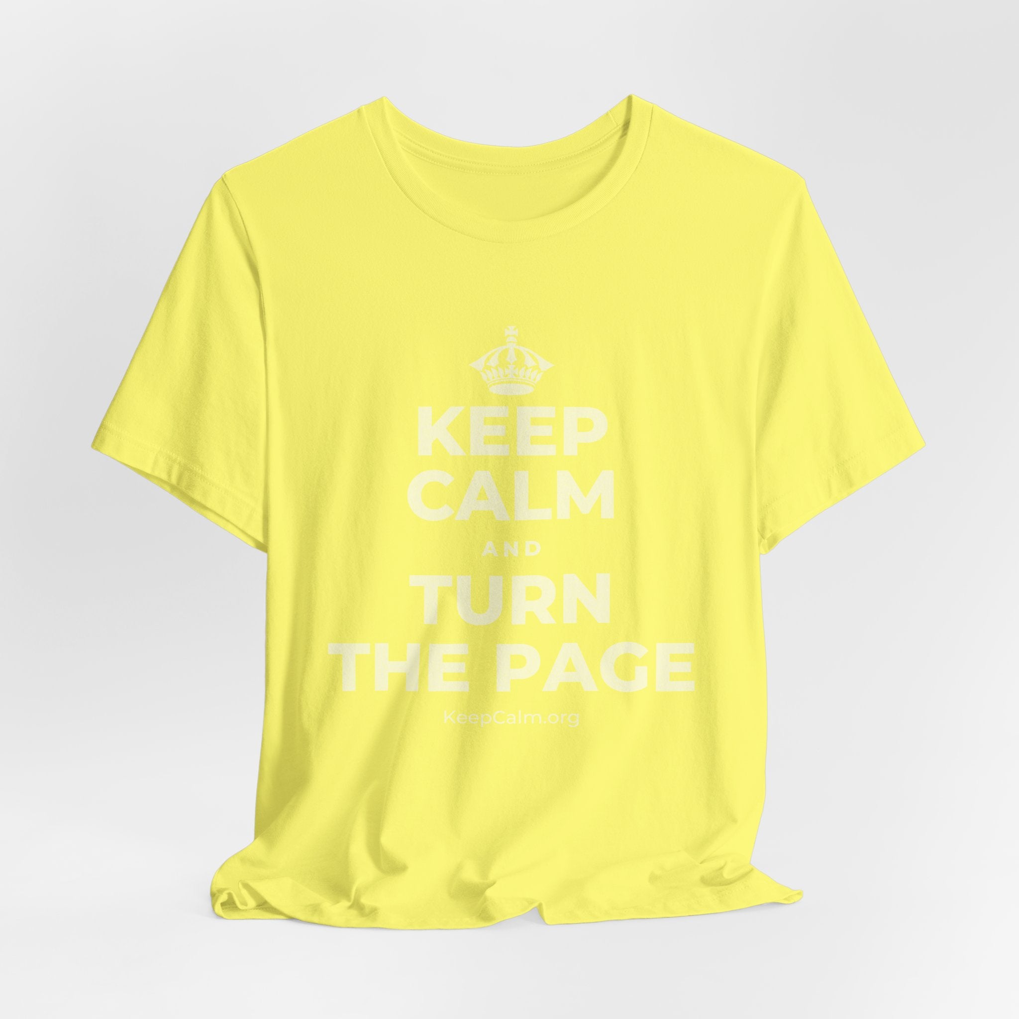KEEP CALM AND TURN THE PAGE T-Shirt (Soft Cream–Heather Mauve)