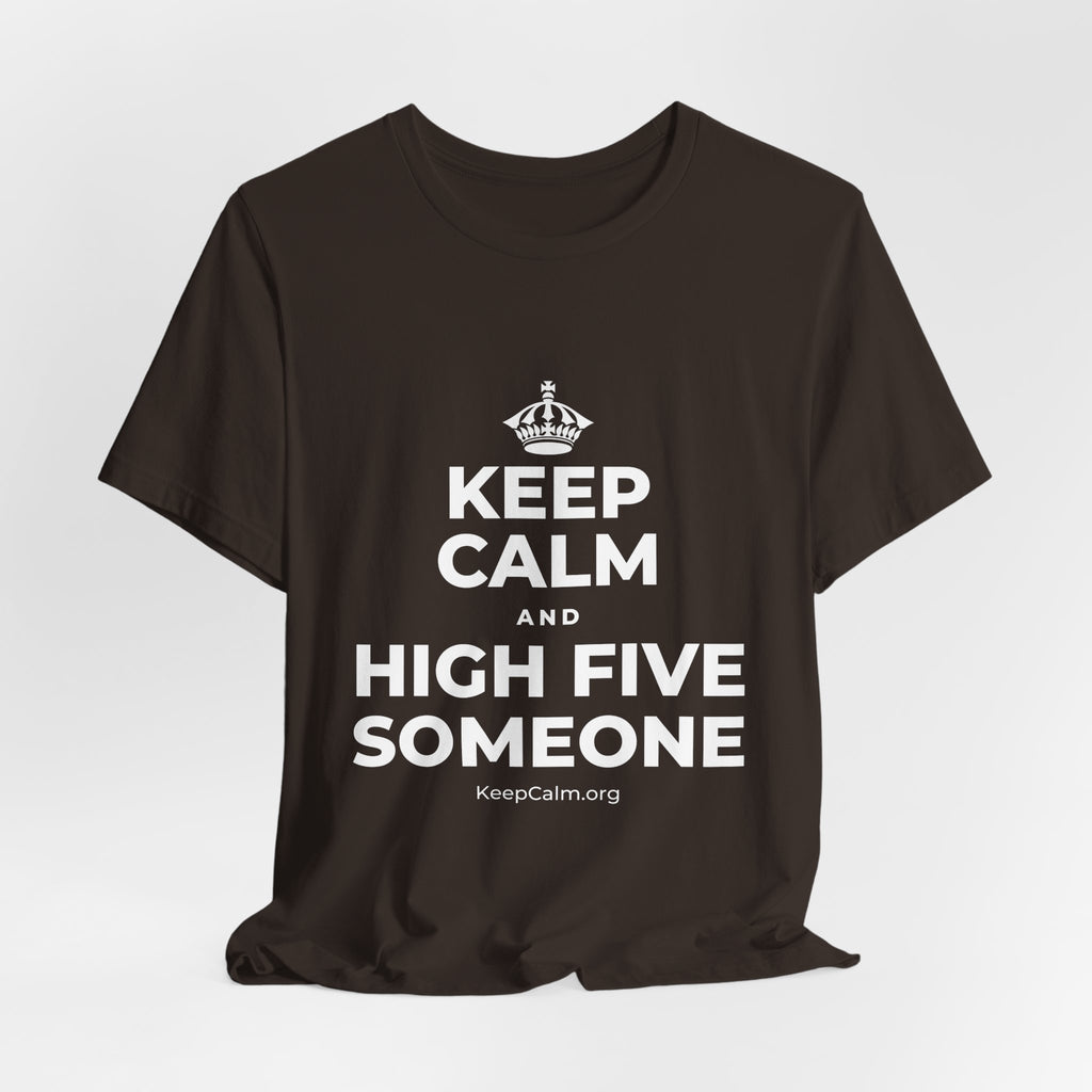 KEEP CALM AND HIGH FIVE SOMEONE T-Shirt (Soft Cream–Heather Mauve)