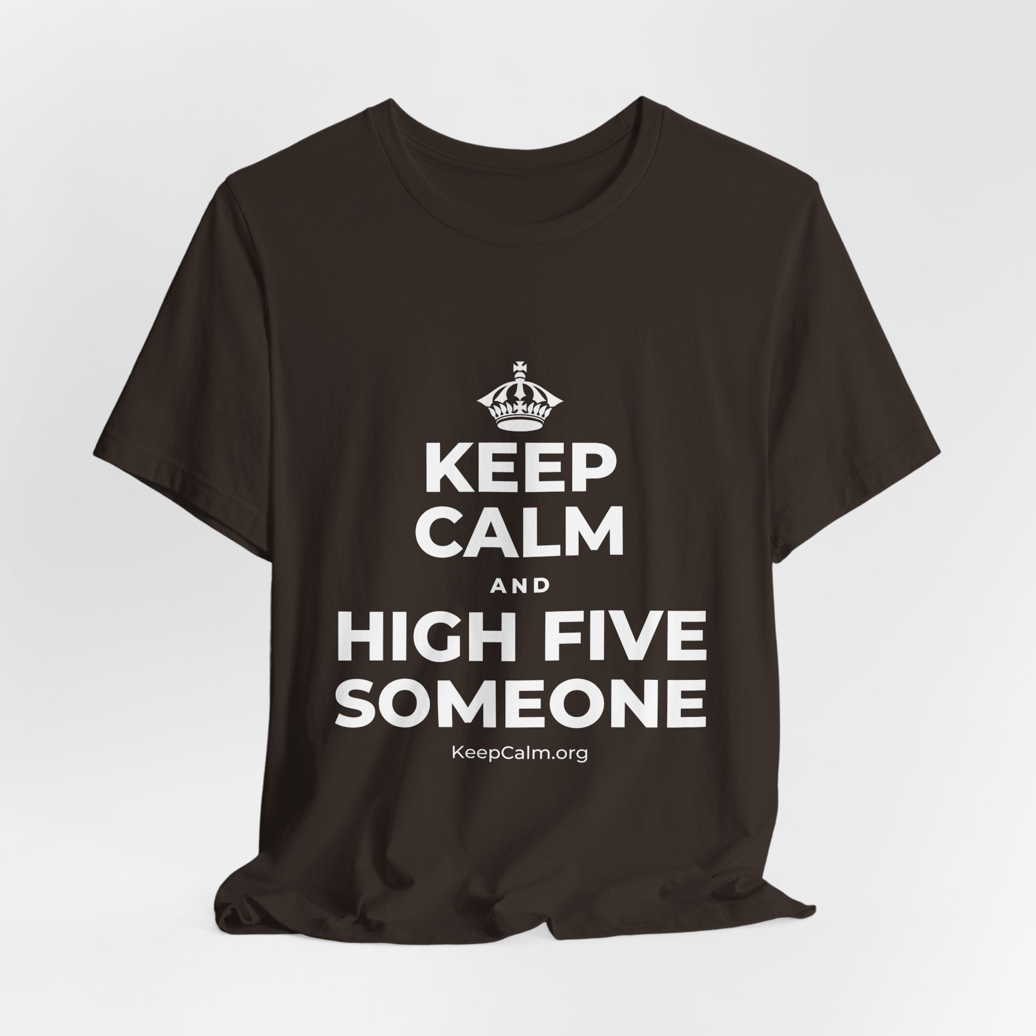KEEP CALM AND HIGH FIVE SOMEONE T-Shirt (Soft Cream–Heather Mauve)
