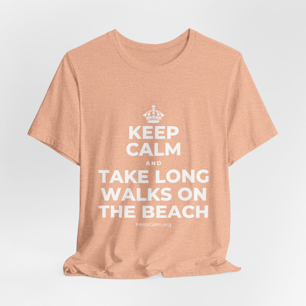 KEEP CALM AND TAKE LONG WALKS ON THE BEACH T-Shirt (Soft Cream–Heather Mauve)