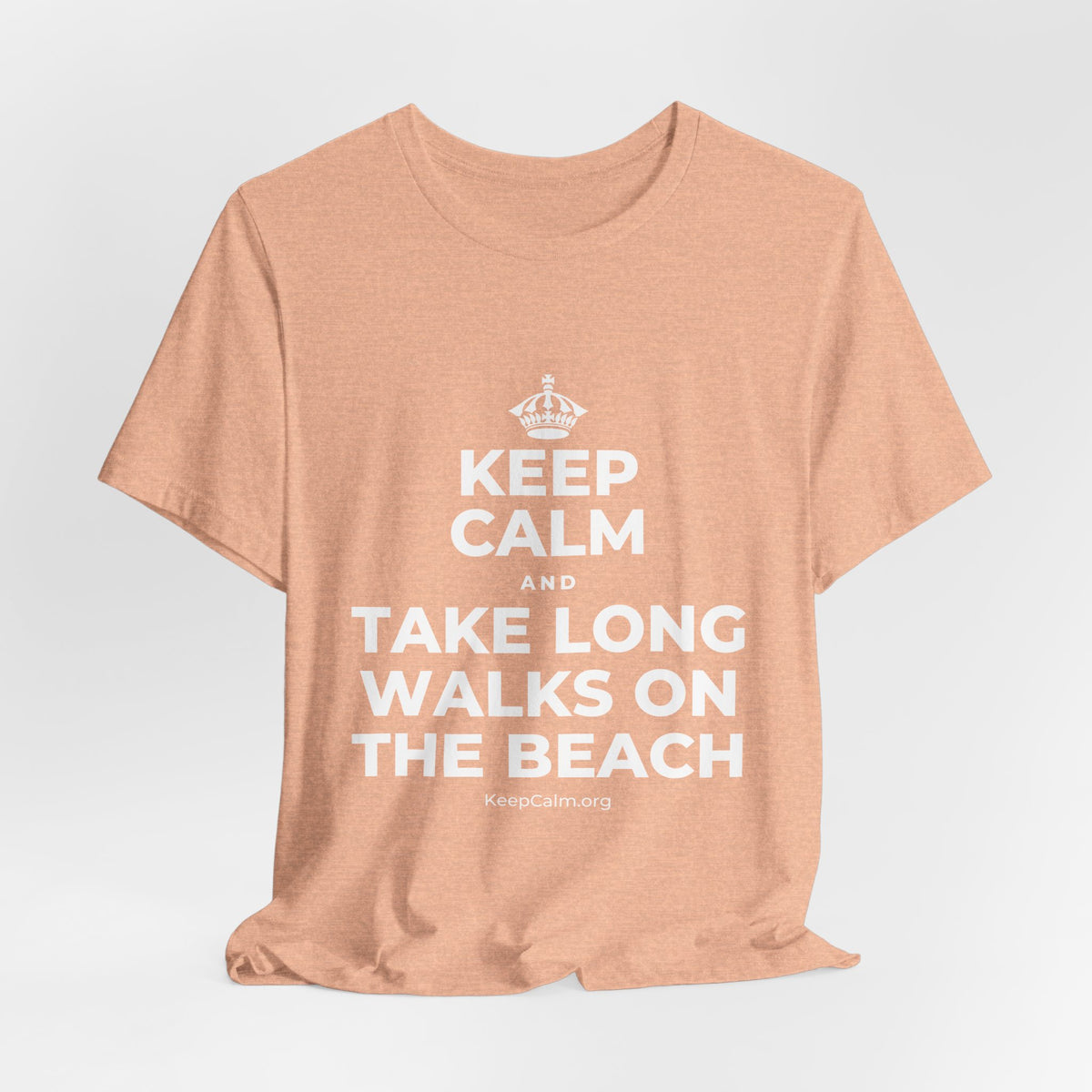 KEEP CALM AND TAKE LONG WALKS ON THE BEACH T-Shirt (Soft Cream–Heather Mauve)