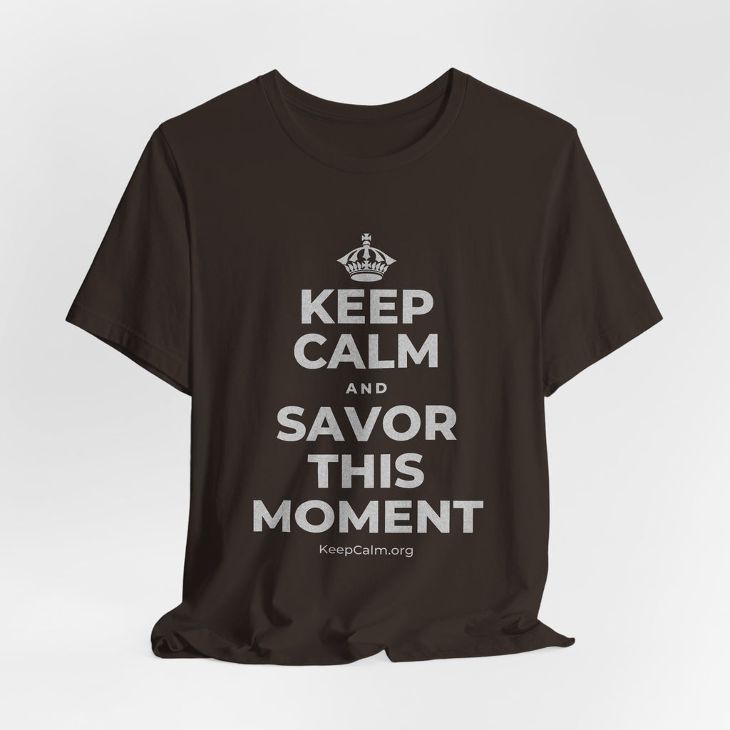 KEEP CALM AND SAVOR THIS MOMENT T-Shirt (Soft Cream–Heather Mauve)