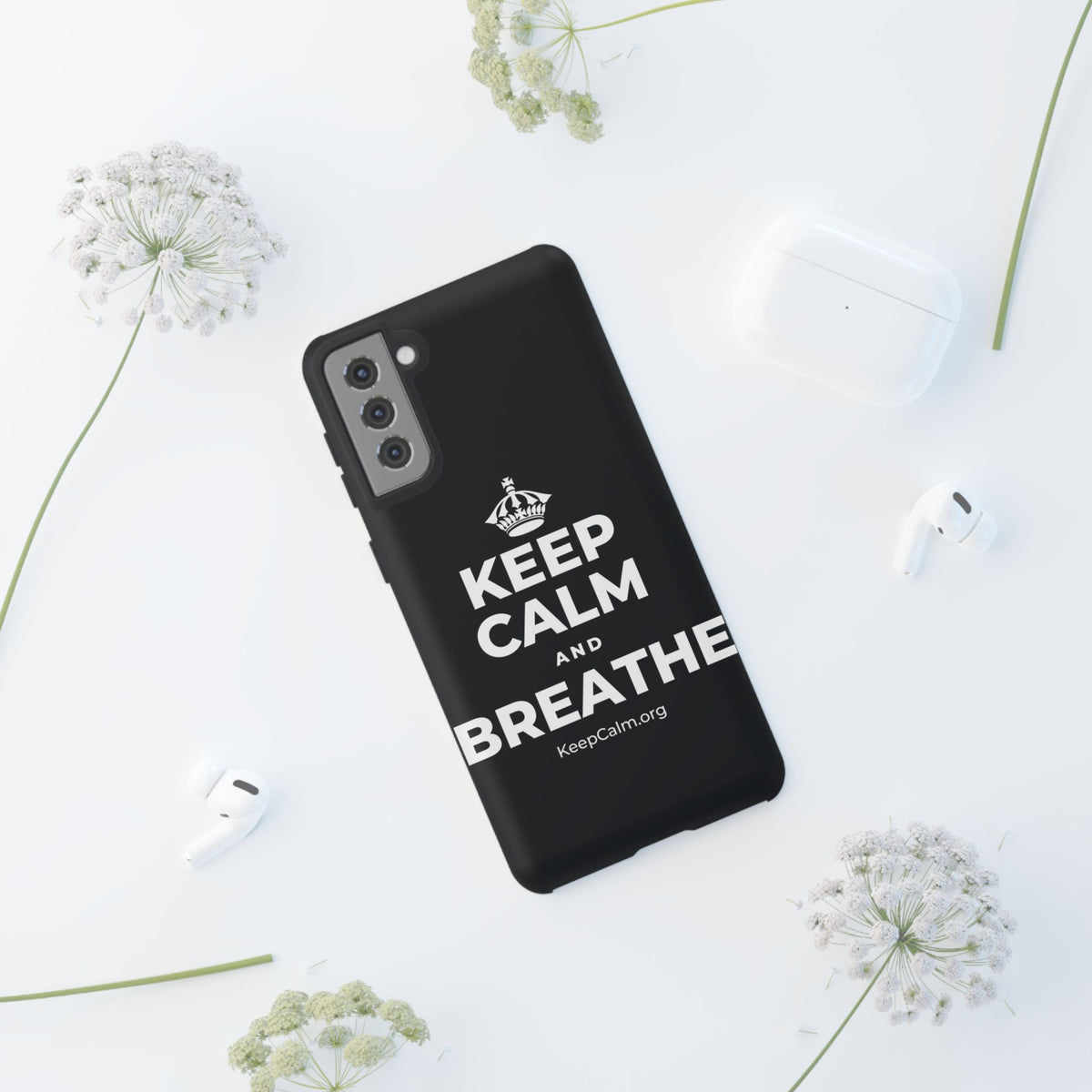 KEEP CALM AND BREATHE Phone Case (Dark)