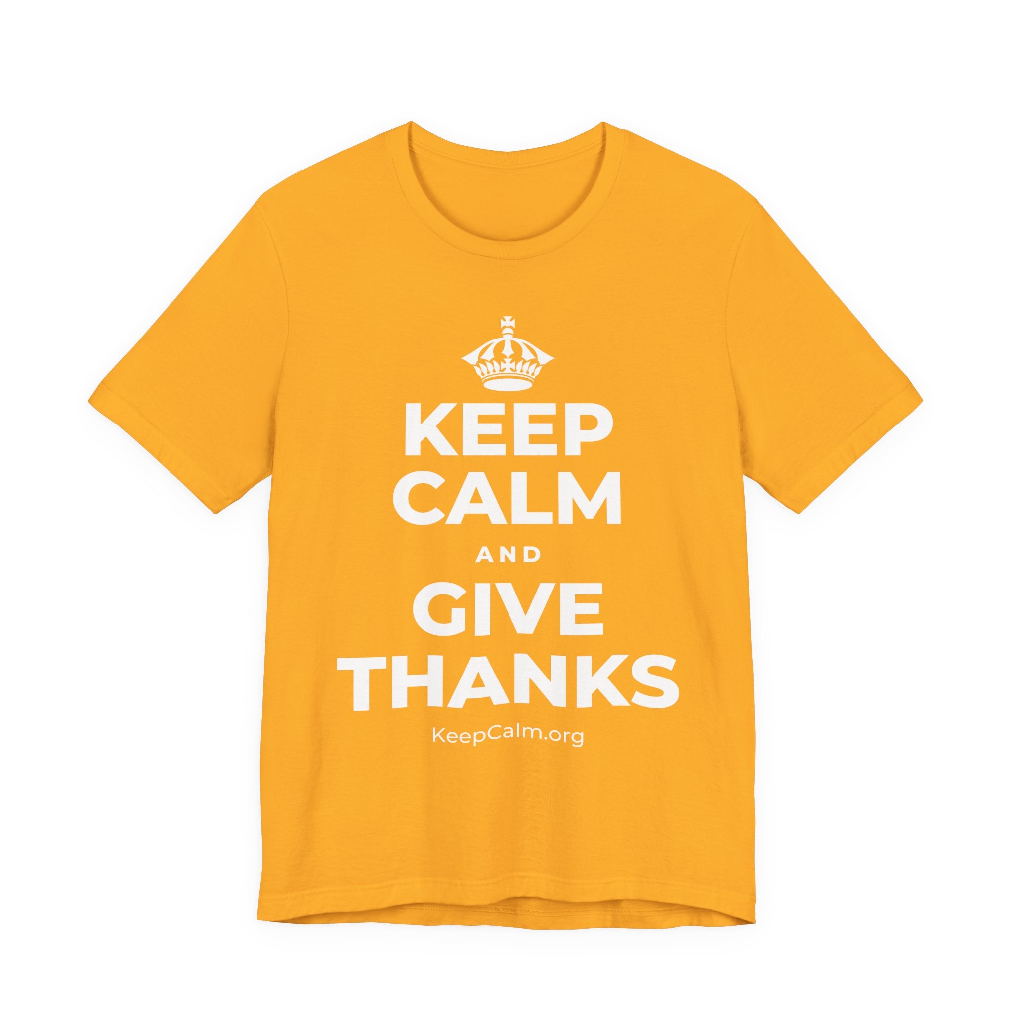KEEP CALM AND GIVE THANKS T-Shirt (Baby Blue–Silver)
