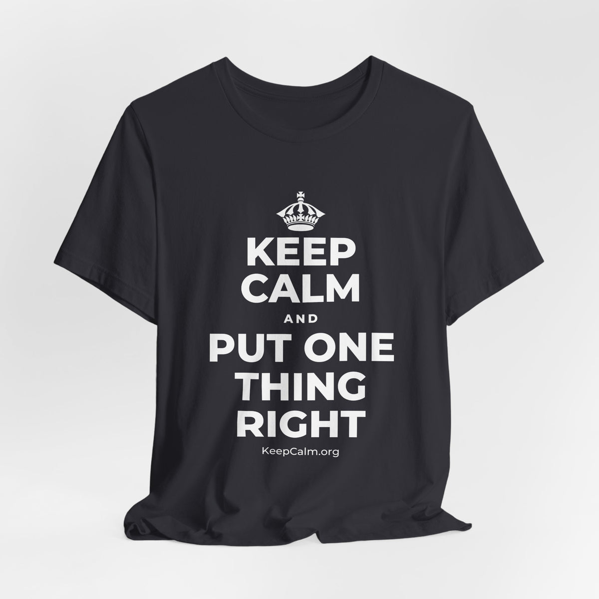KEEP CALM AND PUT ONE THING RIGHT T-Shirt (Baby Blue–Silver)