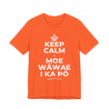 KEEP CALM A MOE WĀWAE I KA PŌ T-Shirt (Baby Blue–Silver)