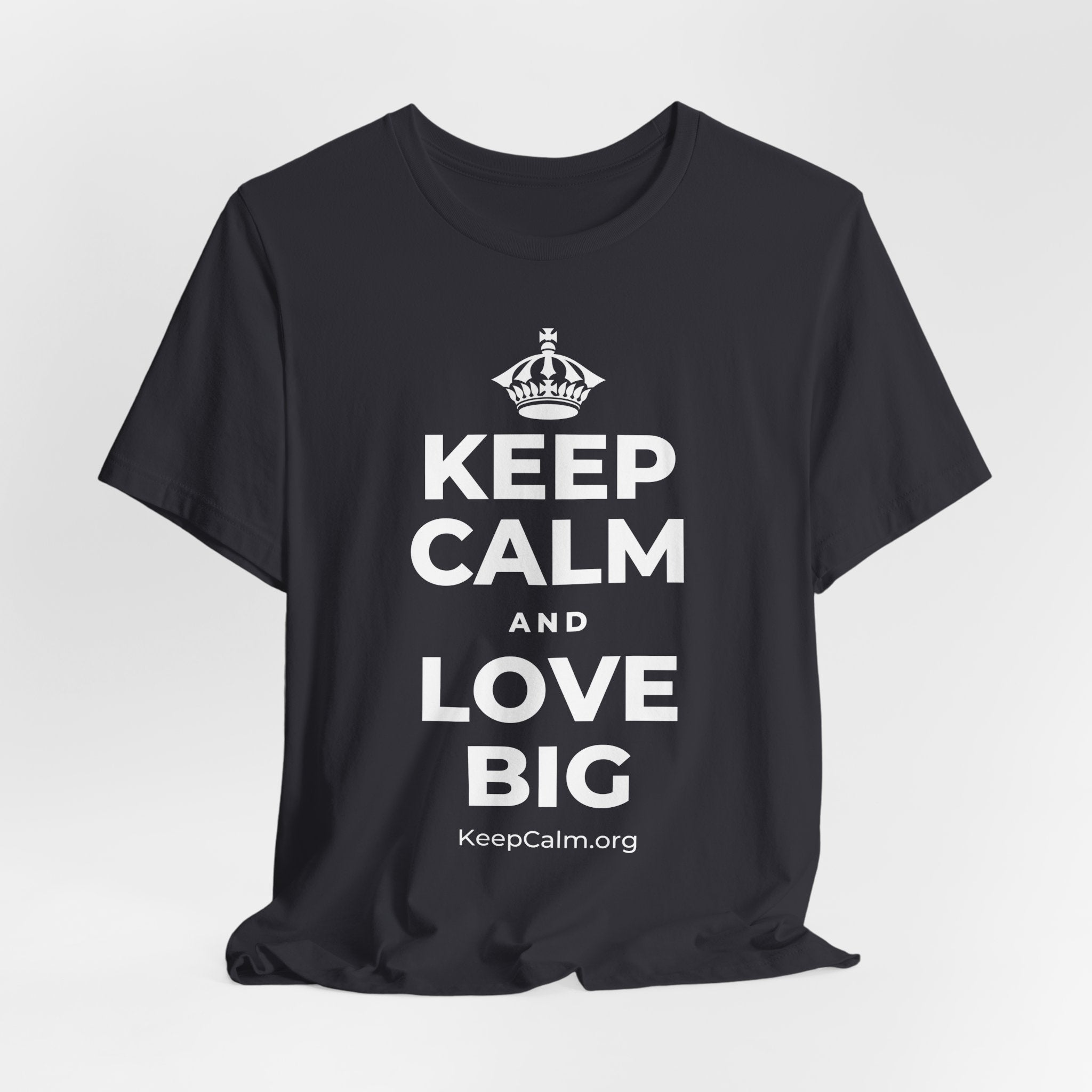 KEEP CALM AND LOVE BIG T-Shirt (Baby Blue–Silver)