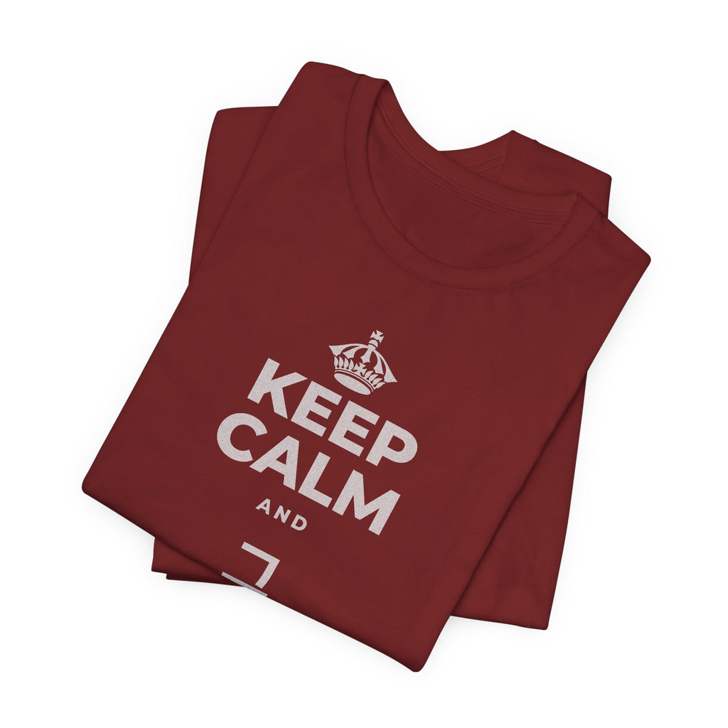 KEEP CALM AND 그 질문을 해요 T-Shirt (Baby Blue–Silver)