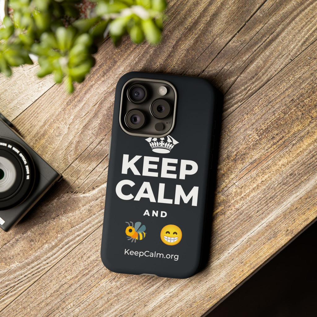 KEEP CALM AND BEE HAPPY Phone Case (Dark)