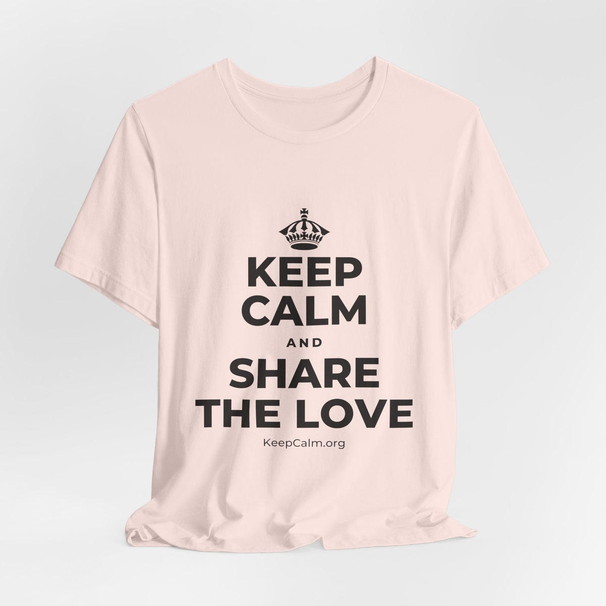 KEEP CALM AND SHARE THE LOVE T-Shirt (Soft Cream–Heather Mauve)