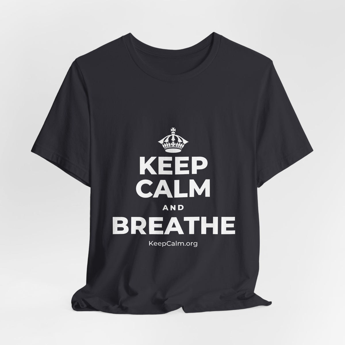 KEEP CALM AND BREATHE T-Shirt (Baby Blue–Silver)