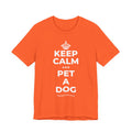 KEEP CALM AND PET A DOG T-Shirt (Baby Blue–Silver)