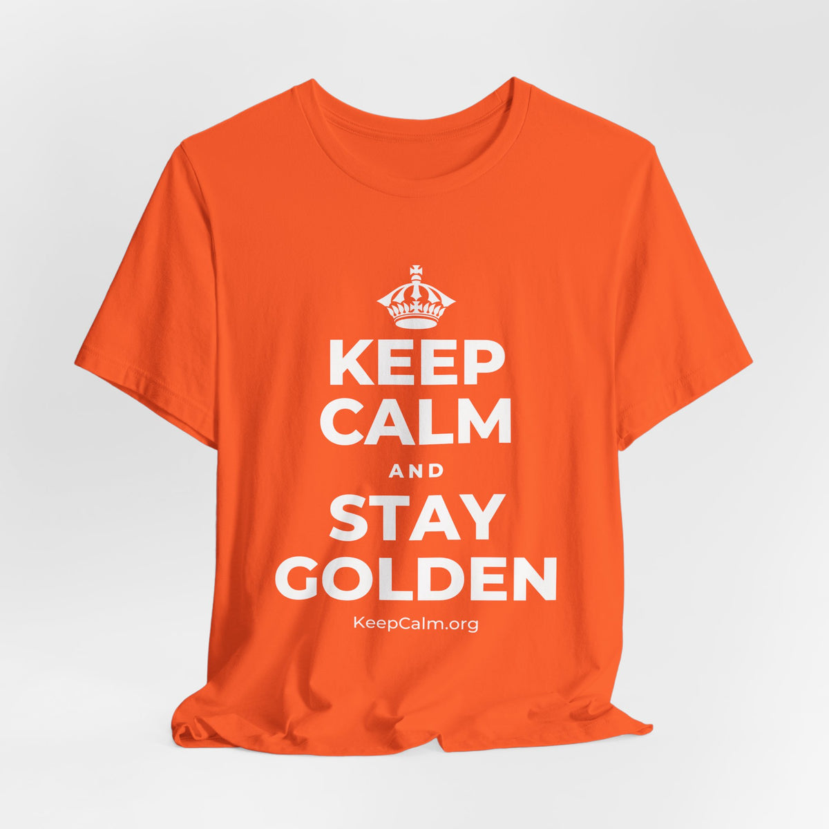 KEEP CALM AND STAY GOLDEN T-Shirt (Baby Blue–Silver)