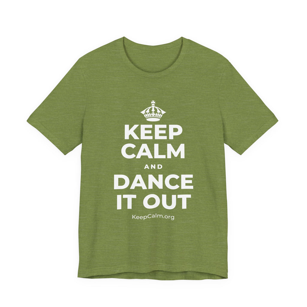 KEEP CALM AND DANCE IT OUT T-Shirt (Baby Blue–Silver)