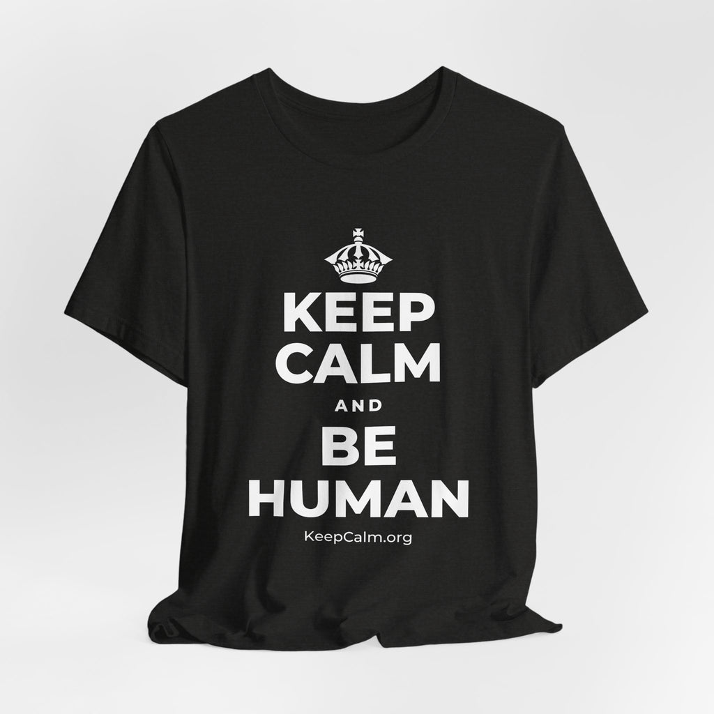 KEEP CALM AND BE HUMAN T-Shirt (Soft Cream–Heather Mauve)
