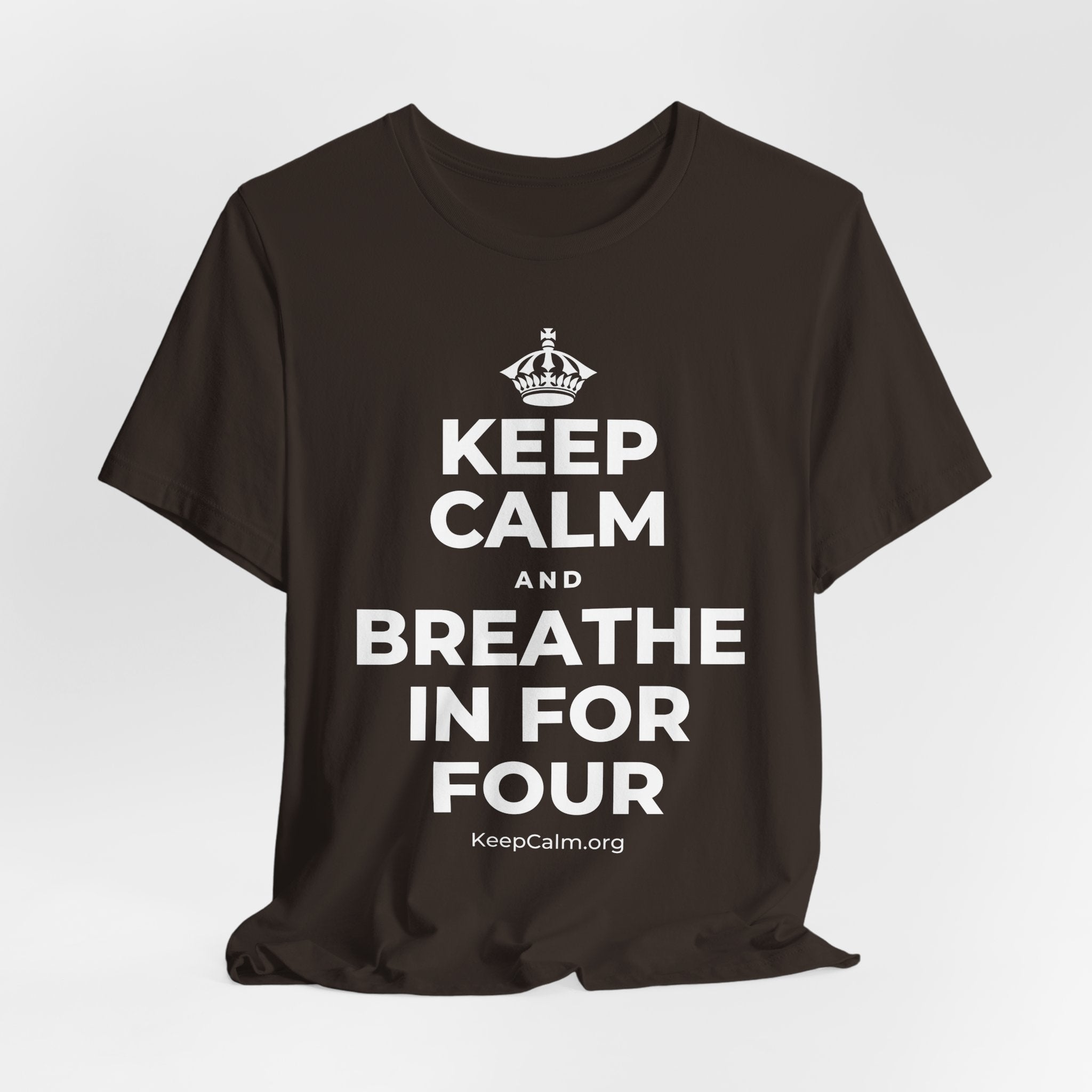 KEEP CALM AND BREATHE IN FOR FOUR T-Shirt (Soft Cream–Heather Mauve)