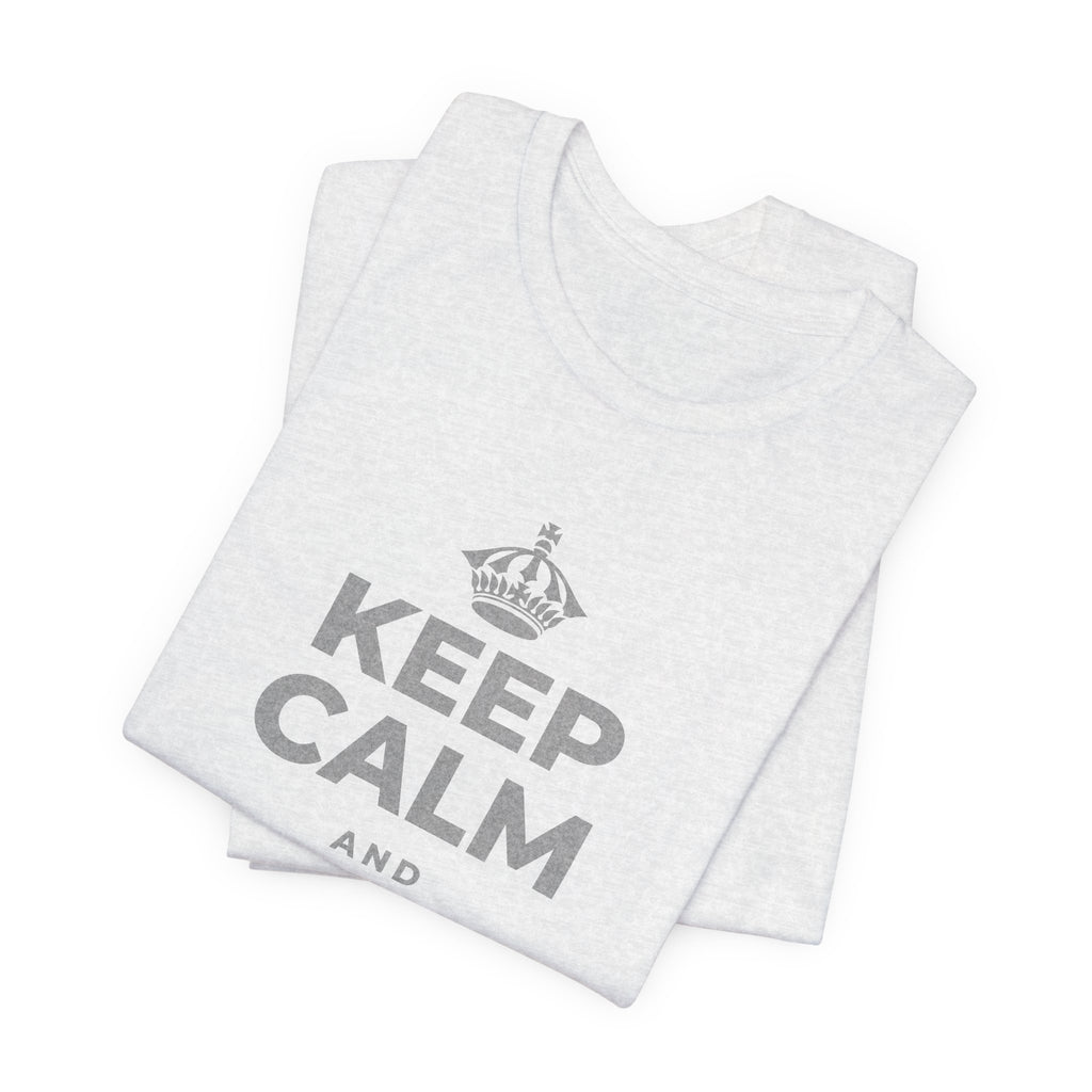 KEEP CALM AND RIDE THE WAVE T-Shirt (Soft Cream–Heather Mauve)