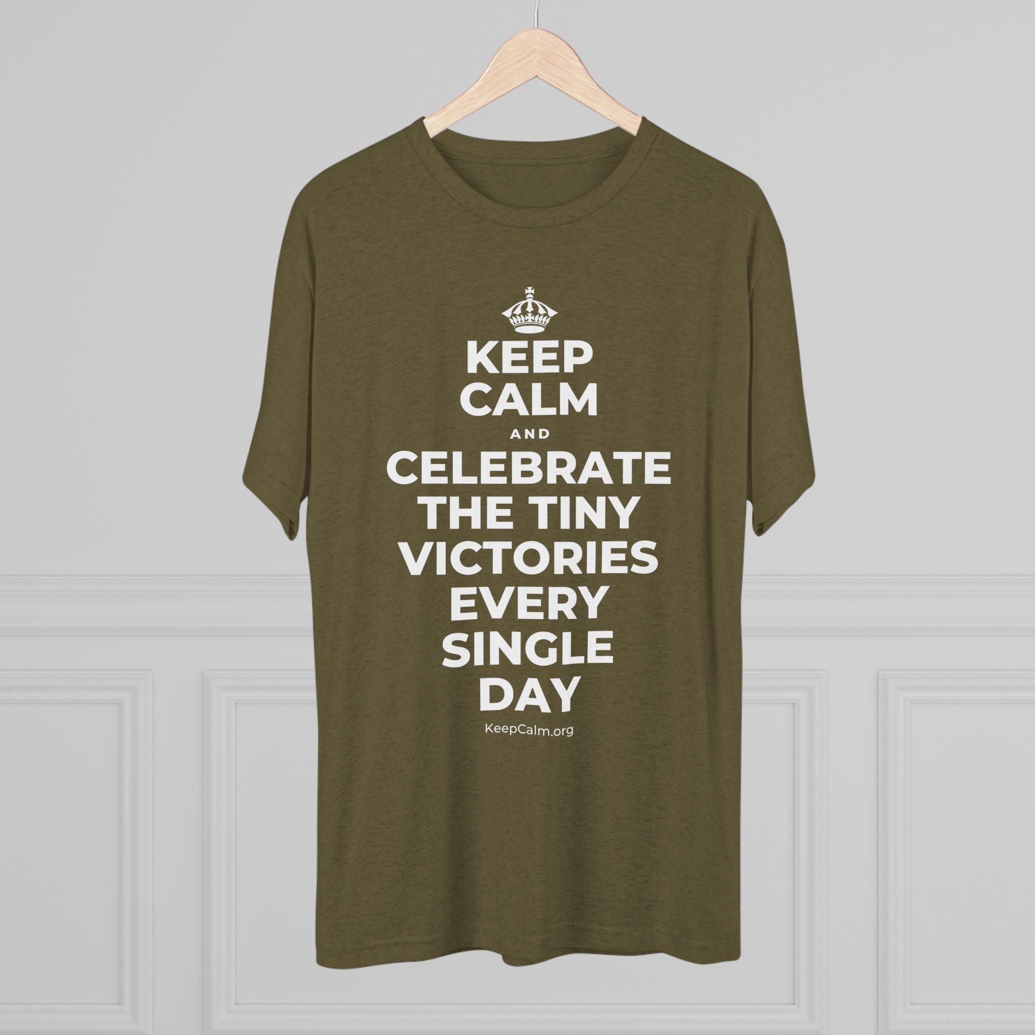 KEEP CALM AND CELEBRATE THE TINY VICTORIES EVERY SINGLE DAY Tri-Blend Tee