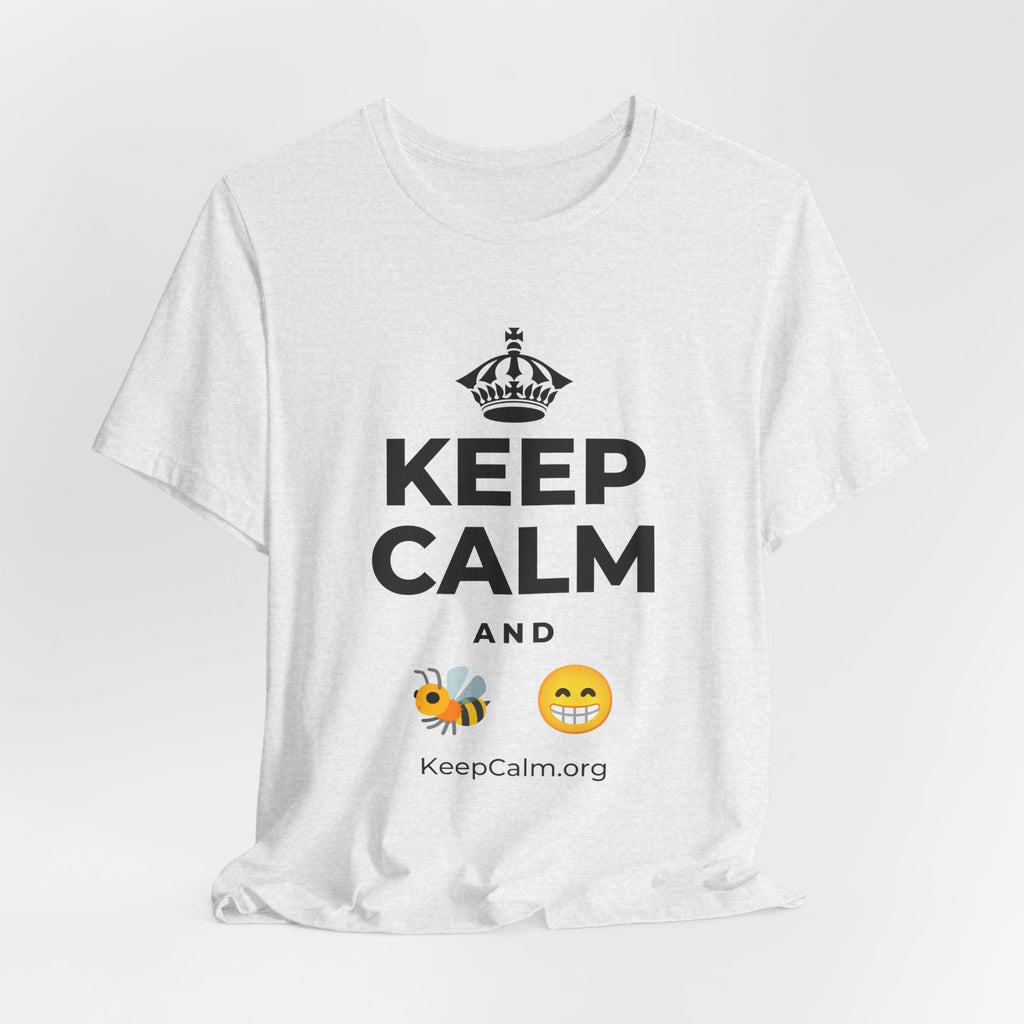 KEEP CALM AND BEE HAPPY T-Shirt (Soft Cream–Heather Mauve)