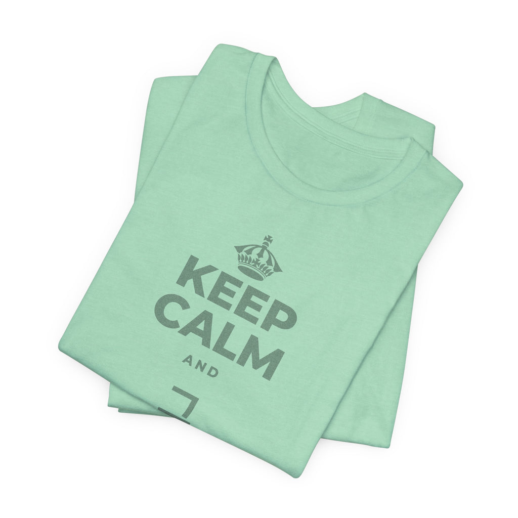 KEEP CALM AND 그 질문을 해요 T-Shirt (Baby Blue–Silver)