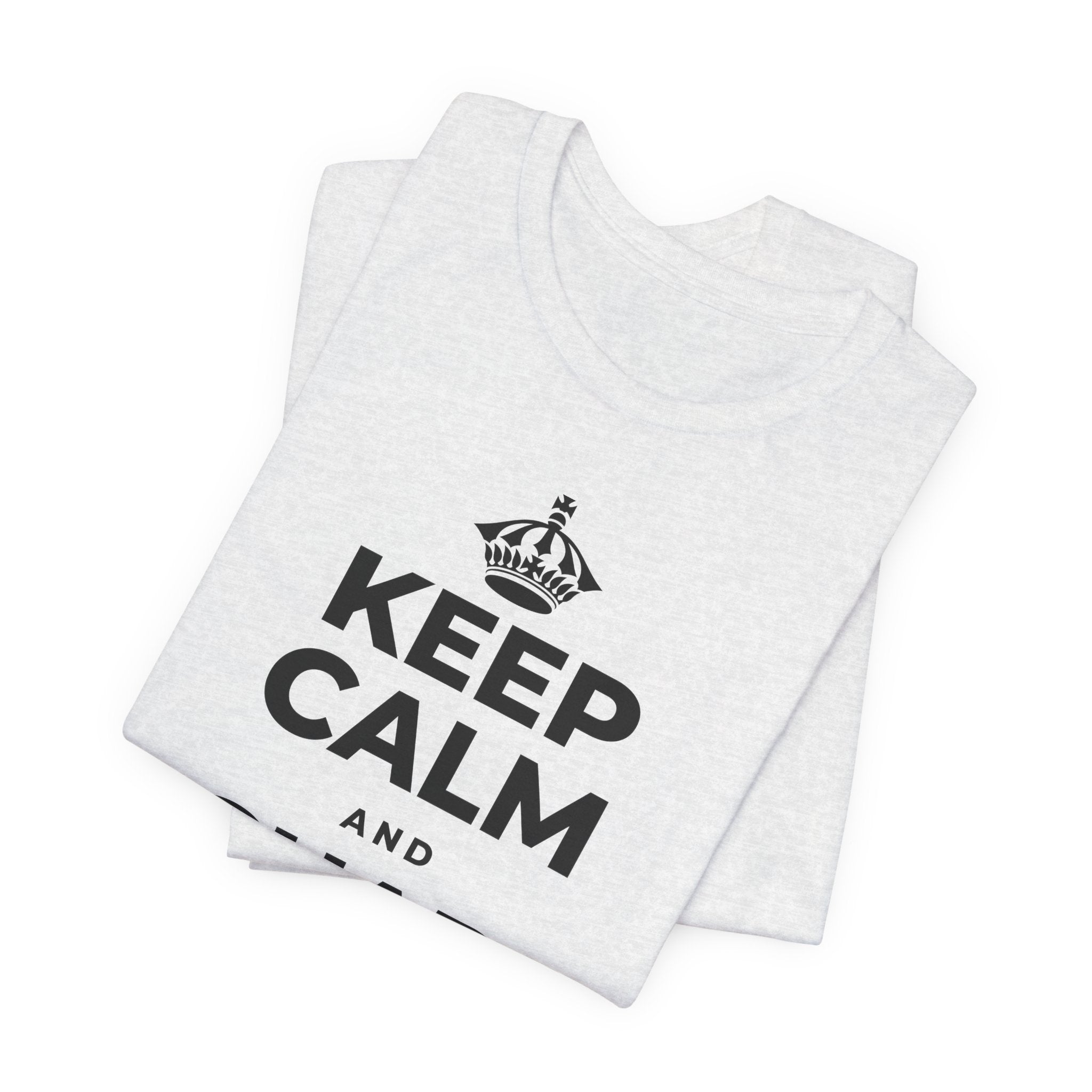 KEEP CALM AND RECHARGE, NO GUILT T-Shirt (Soft Cream–Heather Mauve)