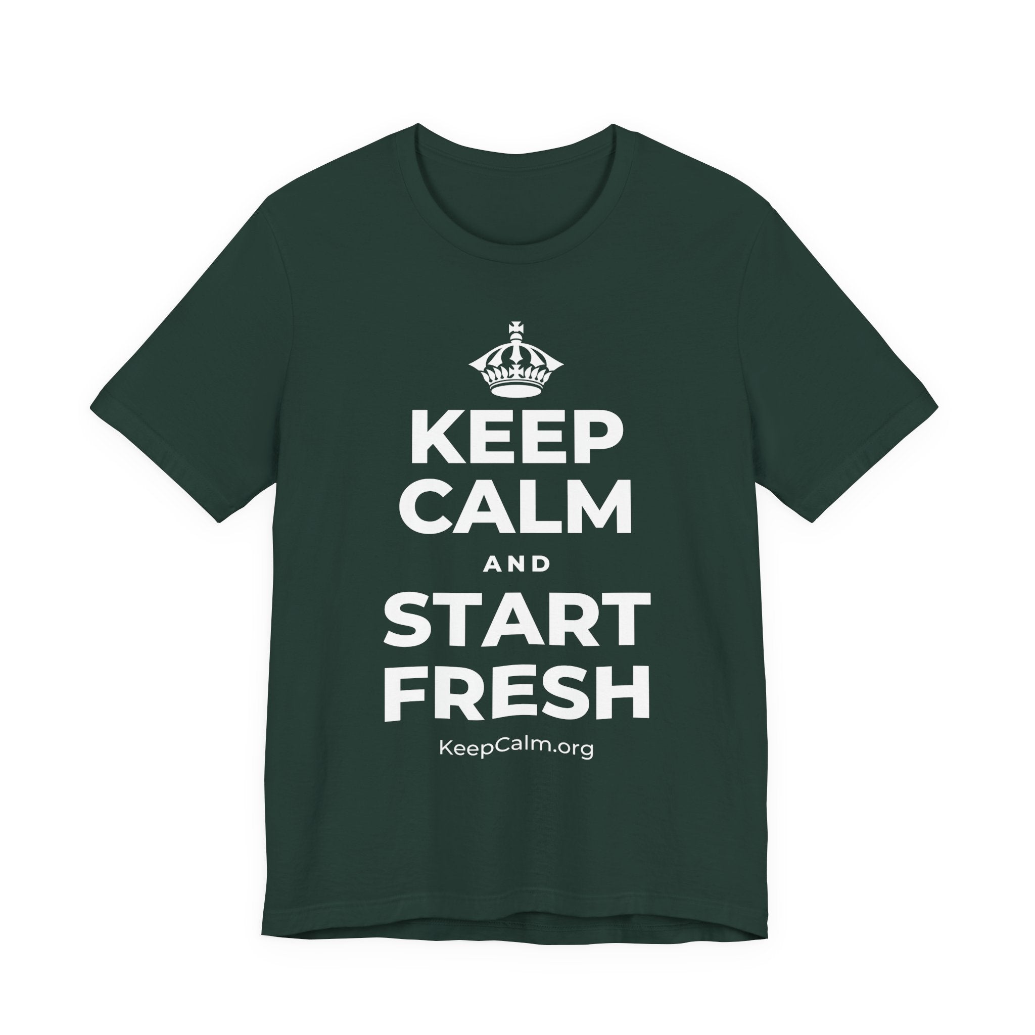 KEEP CALM AND START FRESH T-Shirt (White–Asphalt)