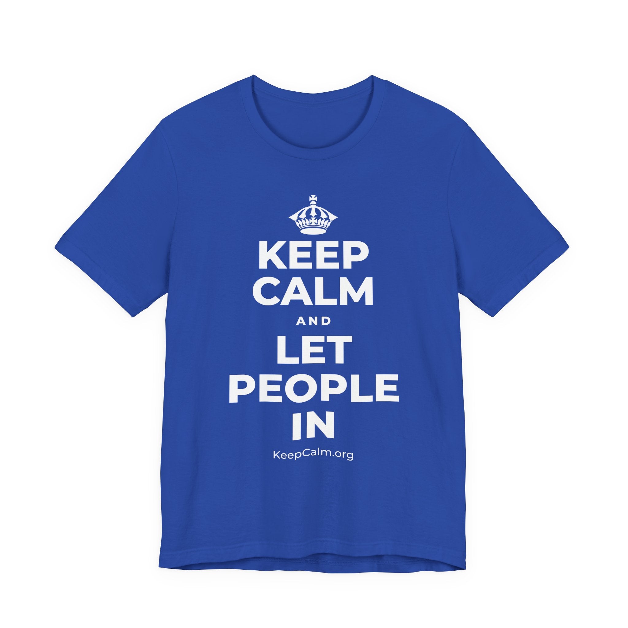 KEEP CALM AND LET PEOPLE IN T-Shirt (Soft Cream–Heather Mauve)