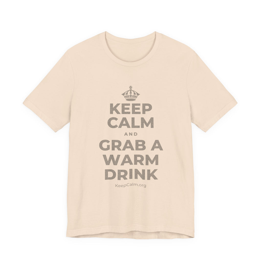 KEEP CALM AND GRAB A WARM DRINK T-Shirt (Soft Cream–Heather Mauve)
