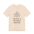 KEEP CALM AND GRAB A WARM DRINK T-Shirt (Soft Cream–Heather Mauve)