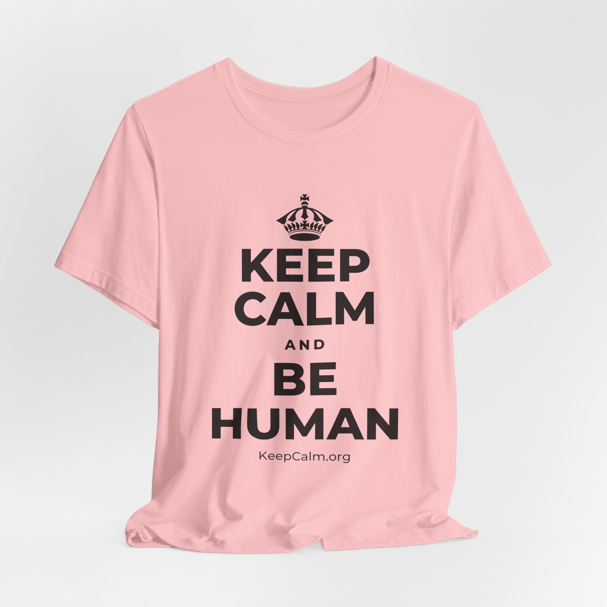 KEEP CALM AND BE HUMAN T-Shirt (White–Asphalt)