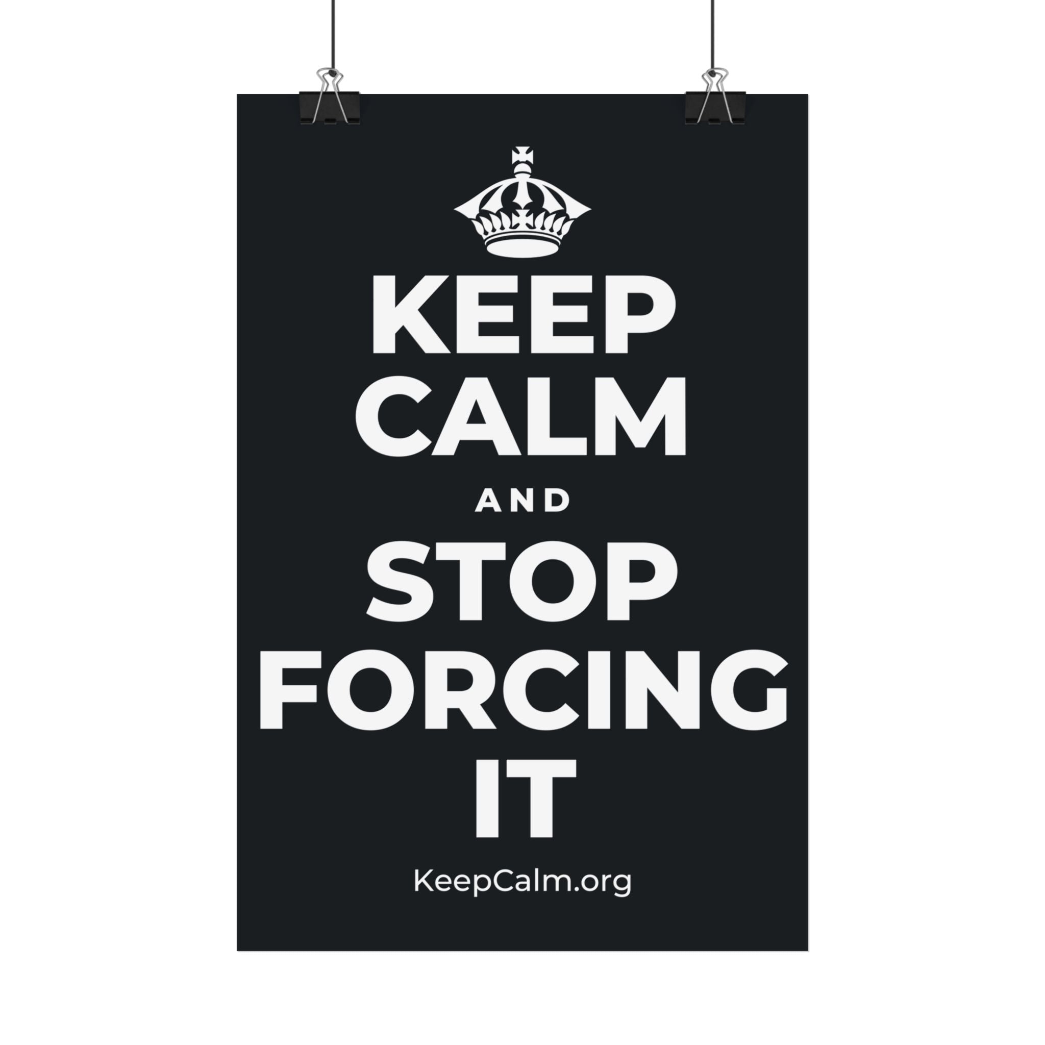 KEEP CALM AND STOP FORCING IT Satin Poster (Dark)