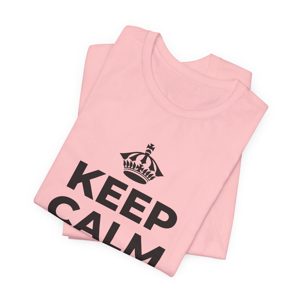 KEEP CALM AND 🐝 😄 T-Shirt (White–Asphalt)