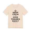 KEEP CALM AND GIVE THANKS DAILY T-Shirt (Soft Cream–Heather Mauve)